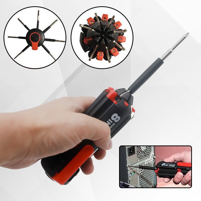 aakip™-8 Screwdrivers in 1 Tool with Worklight and Flashlight