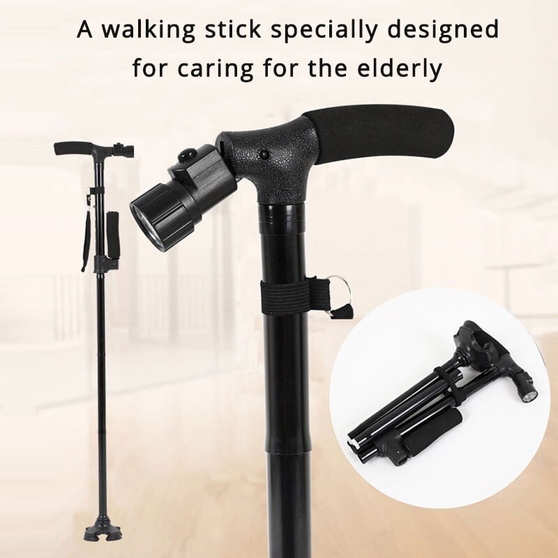 aakip™-HOT SALE -Aluminum alloy with LED light non-slip foldable walking stick