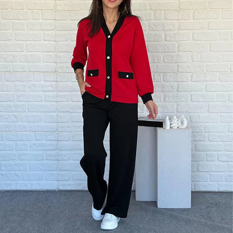 Women's Casual Color Block Two-Piece Set👚👖