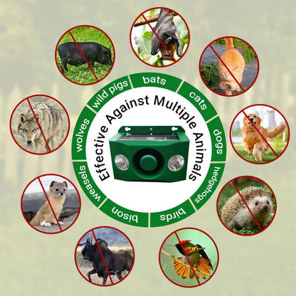 High volume solar warning lights to deter predators