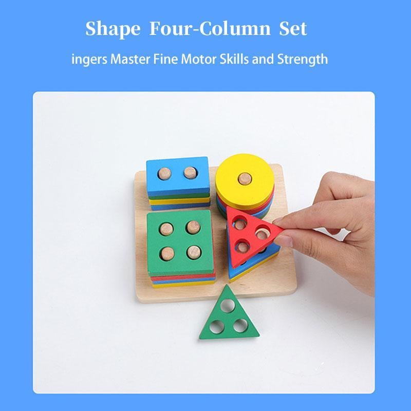 🔥6-Piece Wooden Shape Sorter Toy Set – Educational & Stacking Toy for Toddlers