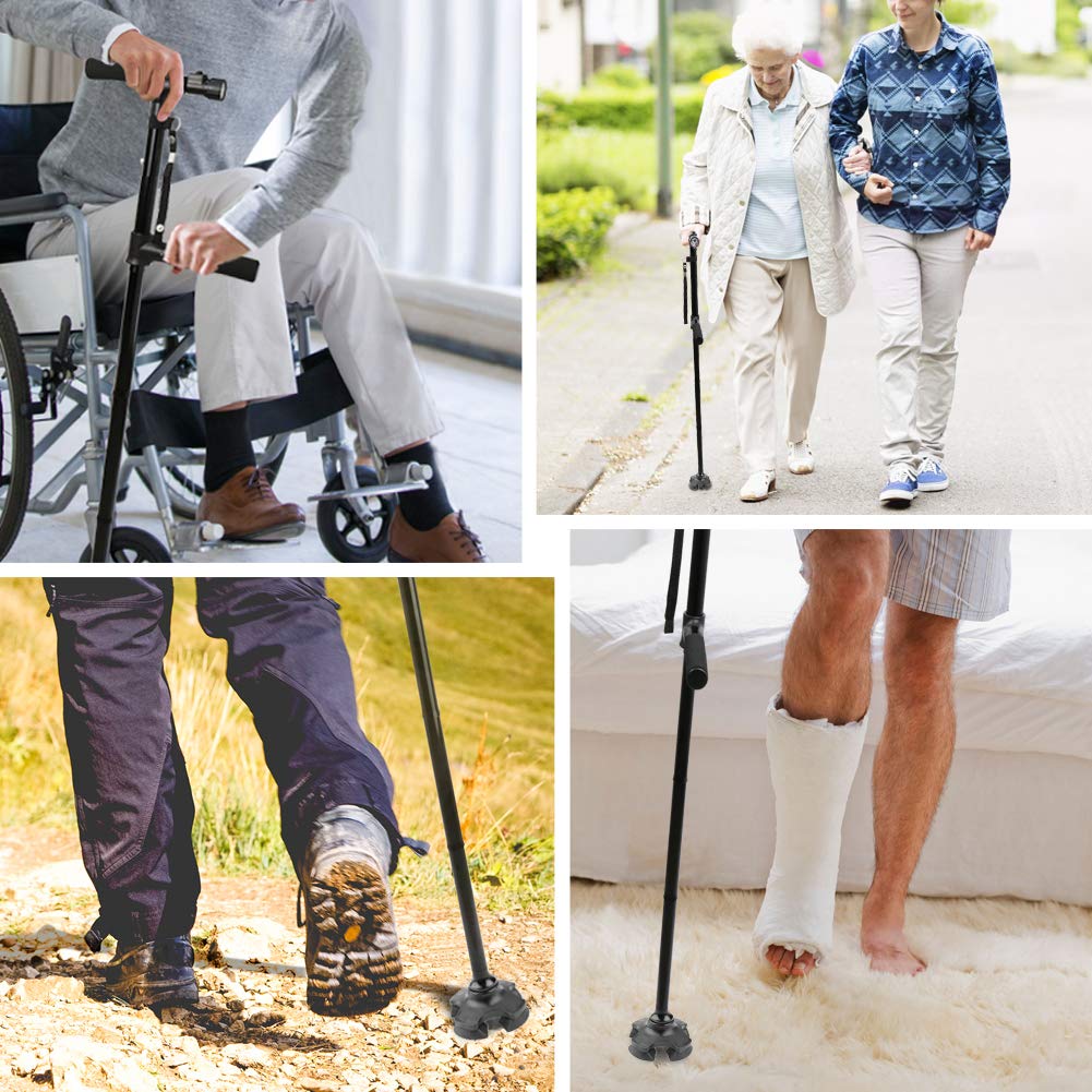 aakip™-HOT SALE -Aluminum alloy with LED light non-slip foldable walking stick