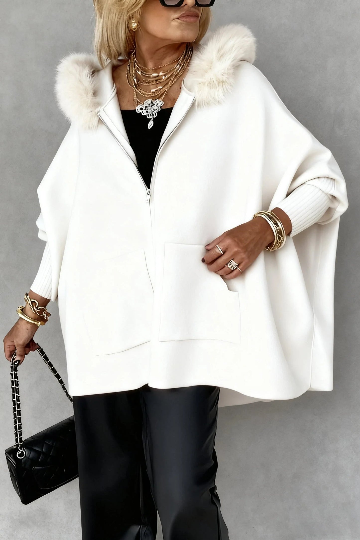 🧥Women Fur Collar Solid Color Casual Jacket