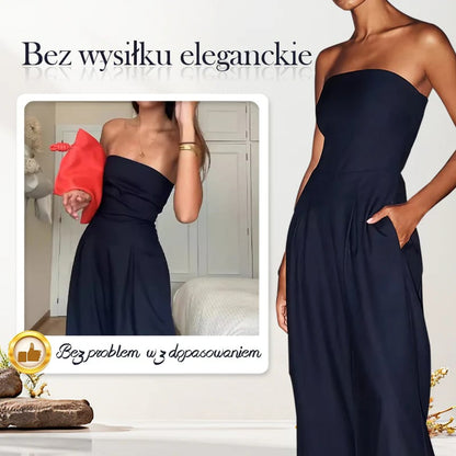 [S-XL]👗Women's Strapless Jumpsuit with Pockets