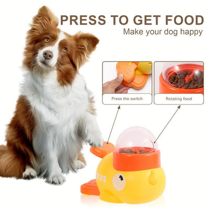 Yellow Duck-Shaped Interactive Dog Feeder