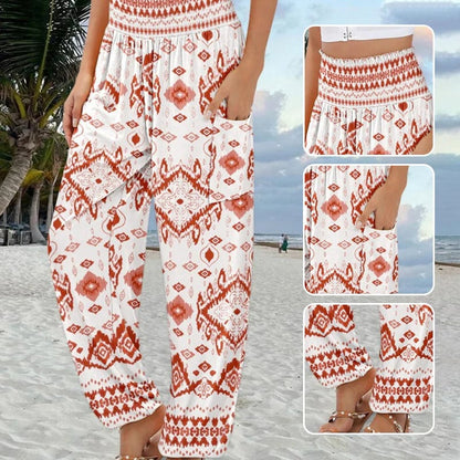🌸Women's Casual Printed Wide Leg Pants with Pockets