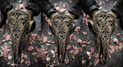 aakip™-Carved Ram Skull