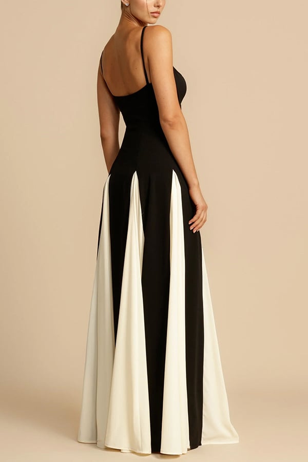 aakip™-Timeless Elegance Panelled Tulle A-line Slip Maxi Dress