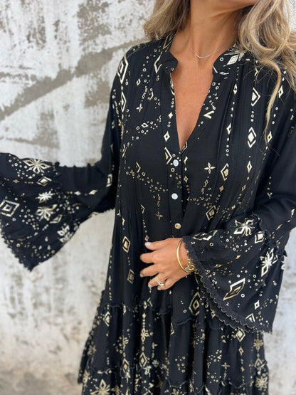 🔥 Comfortable Stretchy V Neck Printed Party Dresses