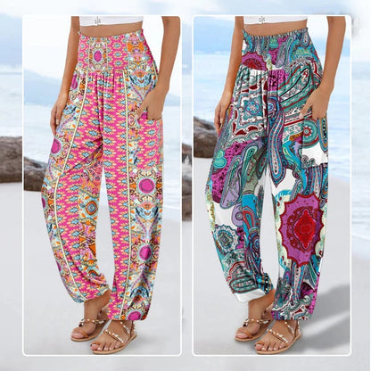 🌸Women's Casual Printed Wide Leg Pants with Pockets