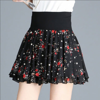 aakip™-Pleated sarongchiffon floral skirt