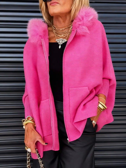 🧥Women Fur Collar Solid Color Casual Jacket