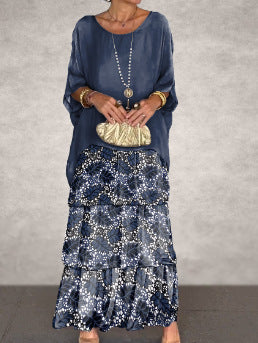aakip™-Elegant Solid Flounce O Neck A Line Dresses