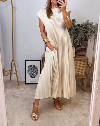 aakip™-🔥Hot sale 49% OFF🔥Women Pleated Simple Solid Colour Dress