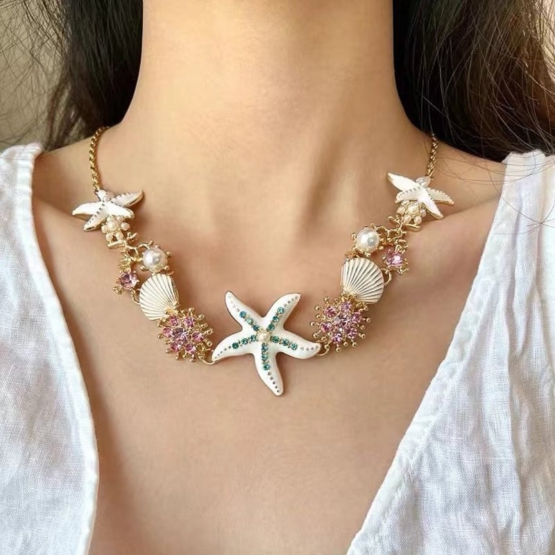 aakip™-Beach Shell Starfish Coral Necklace & Bracelet & Earrings