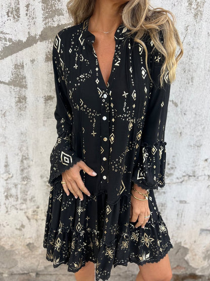 🔥 Comfortable Stretchy V Neck Printed Party Dresses