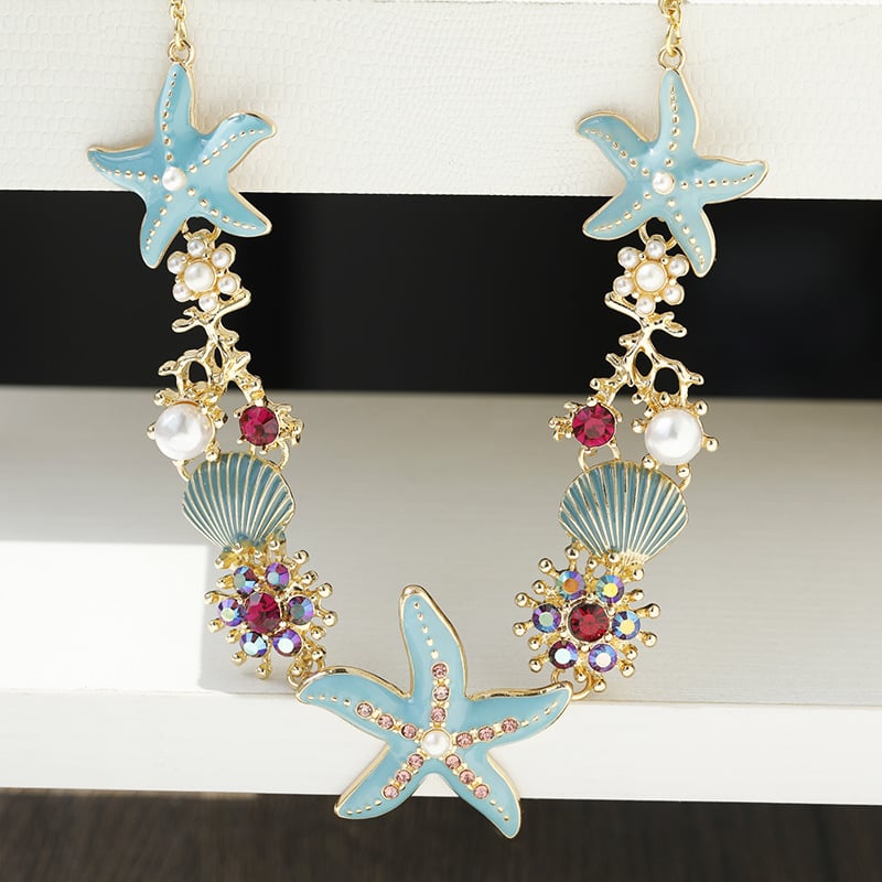 aakip™-Beach Shell Starfish Coral Necklace & Bracelet & Earrings