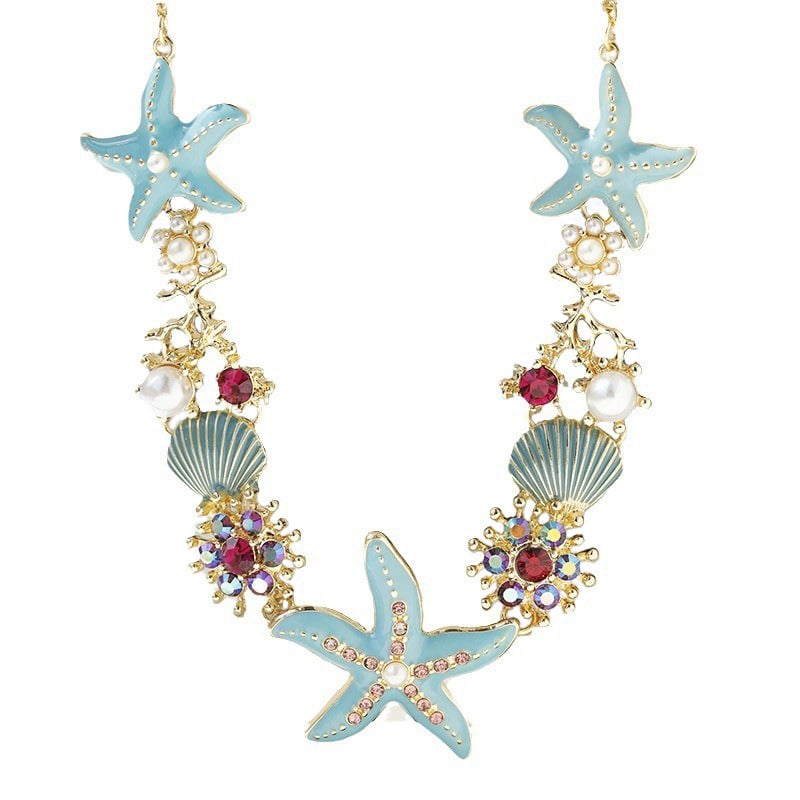 aakip™-Beach Shell Starfish Coral Necklace & Bracelet & Earrings