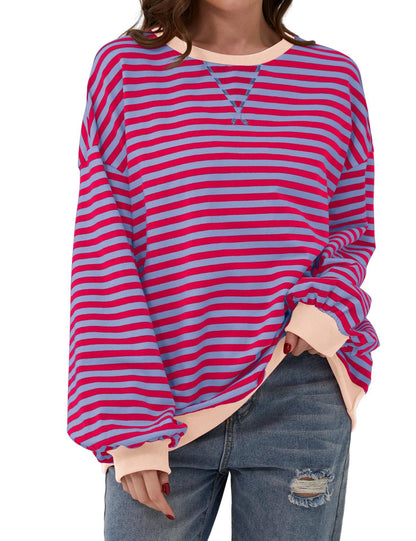 aakip™-WOMEN'S OVERSIZED STRIPED LONG SLEEVE PULLOVER (BUY 2 FREE SHIPPING)