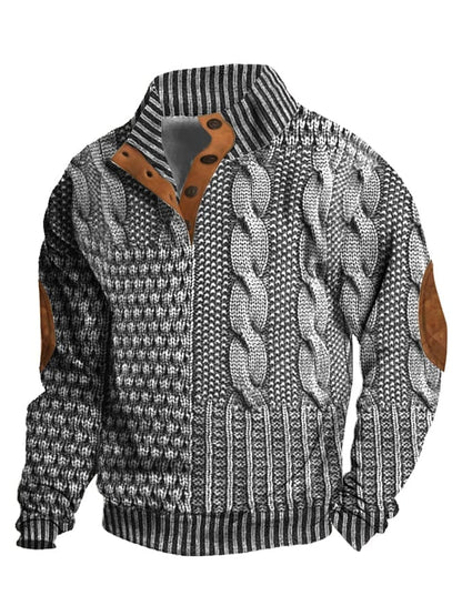 aakip™-Elegant texture men's casual retro cashmere stand collar button sweatshirt