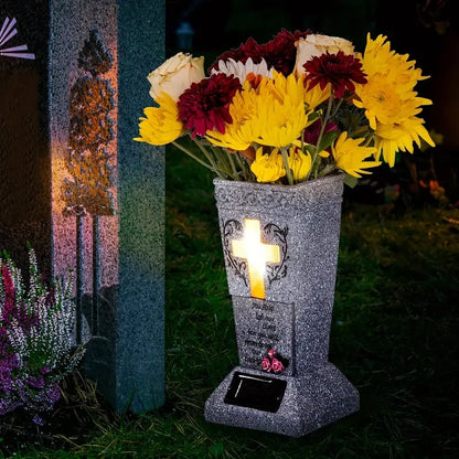 🌿 Solar Cemetery Grave Vase with LED Light