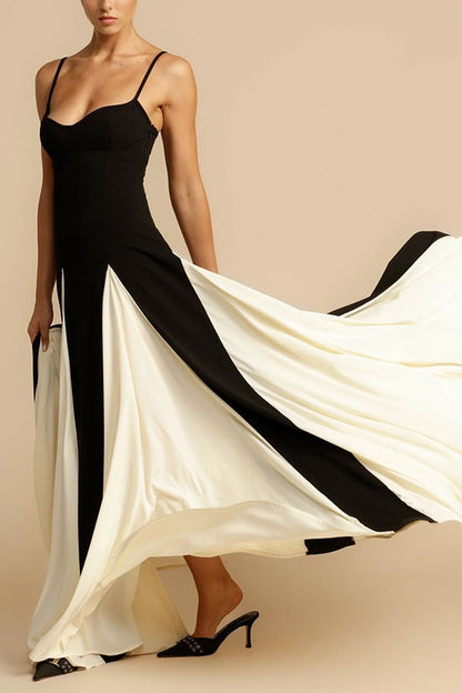 aakip™-Timeless Elegance Panelled Tulle A-line Slip Maxi Dress