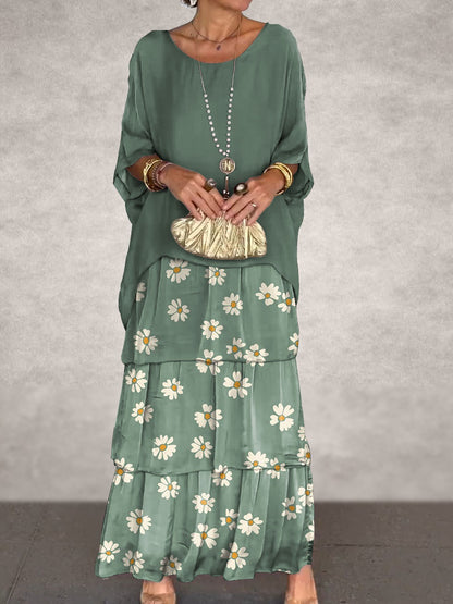 aakip™-Elegant Solid Flounce O Neck A Line Dresses