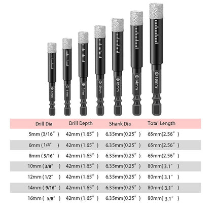Hexagonal Drill Bit for Marble/Brick/Stone [Full Set]