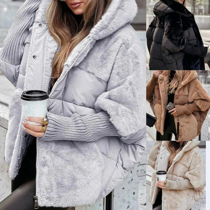 💖Women’s Oversized Hooded Patchwork Puffer Coat