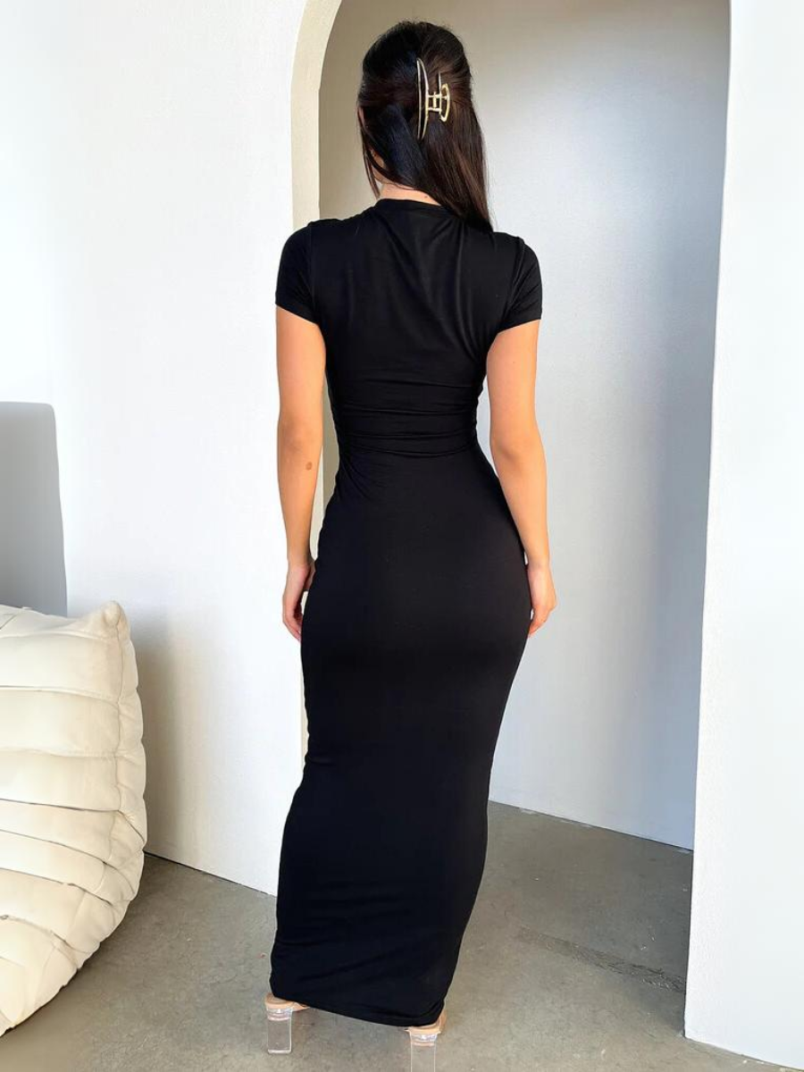 Women's Solid Color Slim Fit Short Sleeve Dress