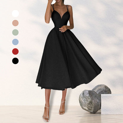 aakip™-Elegant Strappy V-neck Dress