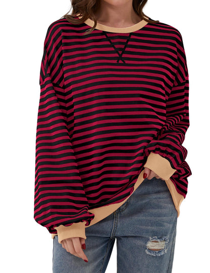 aakip™-WOMEN'S OVERSIZED STRIPED LONG SLEEVE PULLOVER (BUY 2 FREE SHIPPING)