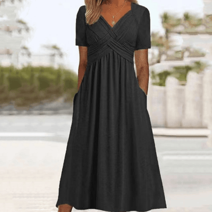 🍀SALE 49% OFF🍀Women’s V-Neck Short Sleeve Long Dresses