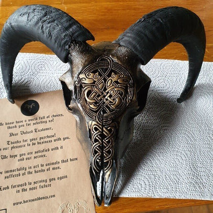 aakip™-Carved Ram Skull