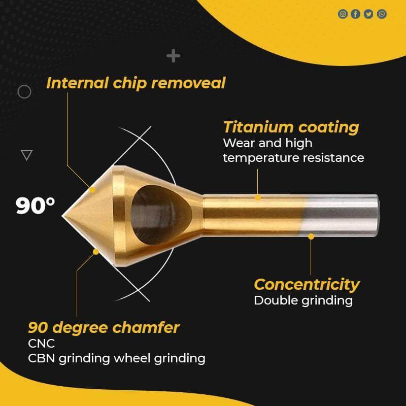 aakip™-🔥Titanium Coated Countersink Chamfer Tool(4 PCS)