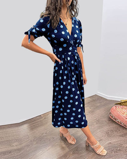 aakip™-🔥🌷 Promotion 48% OFF - 💃Deep V-neck polka-dot dress