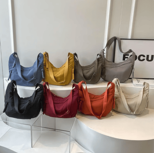 ⏰Designer Direct Sales👜Women's Fashion Plain Color Nylon Crossbody Hobo Bag
