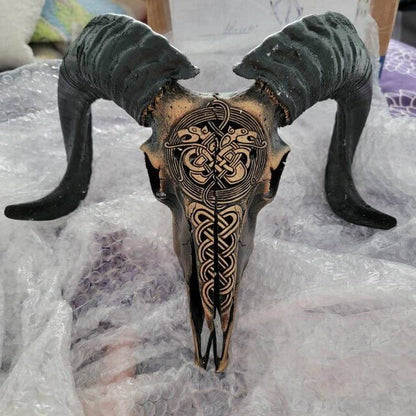 aakip™-Carved Ram Skull