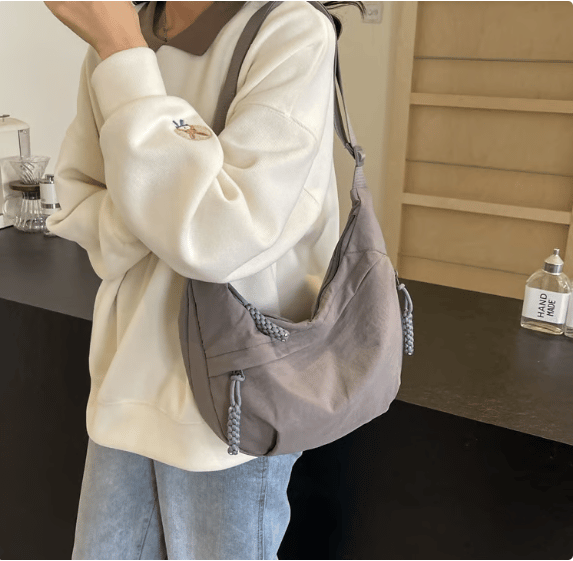 ⏰Designer Direct Sales👜Women's Fashion Plain Color Nylon Crossbody Hobo Bag