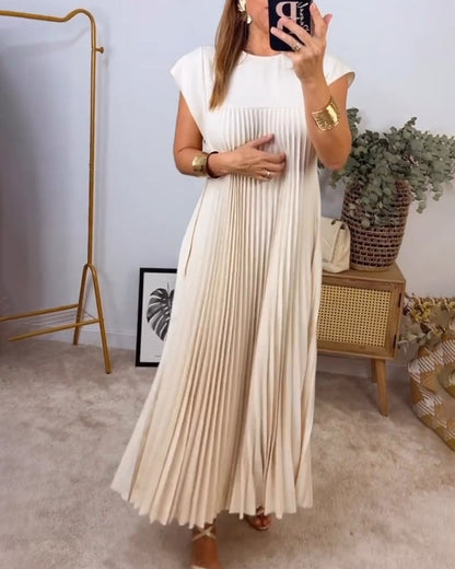 aakip™-🔥Hot sale 49% OFF🔥Women Pleated Simple Solid Colour Dress