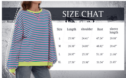 aakip™-WOMEN'S OVERSIZED STRIPED LONG SLEEVE PULLOVER (BUY 2 FREE SHIPPING)
