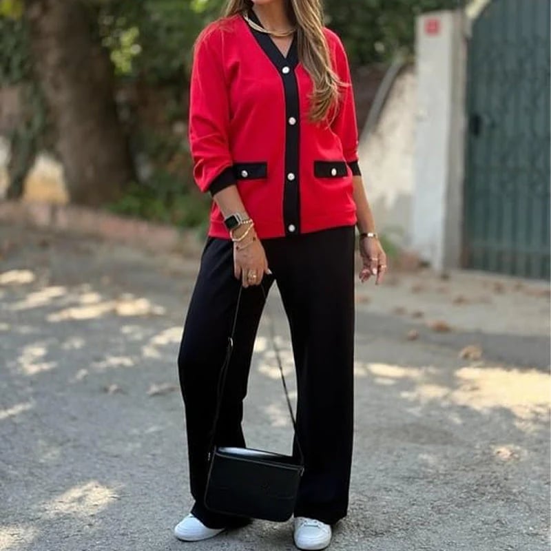 Women's Casual Color Block Two-Piece Set👚👖