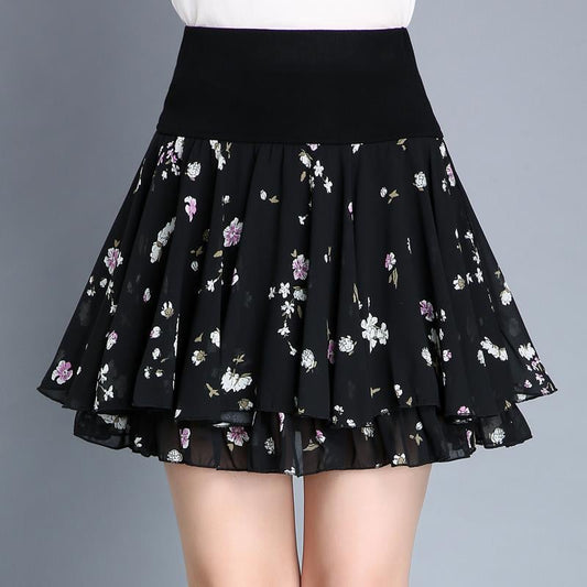 aakip™-Pleated sarongchiffon floral skirt