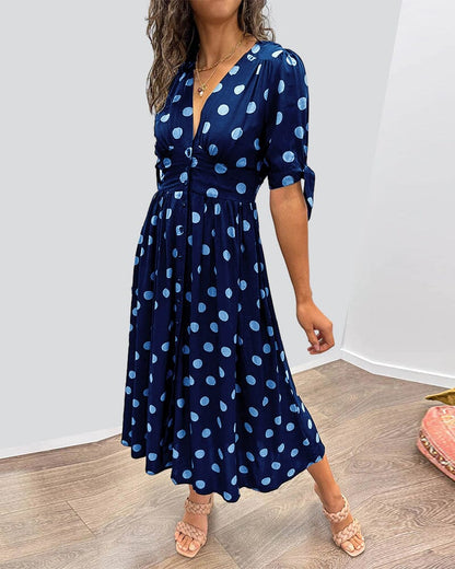 aakip™-🔥🌷 Promotion 48% OFF - 💃Deep V-neck polka-dot dress