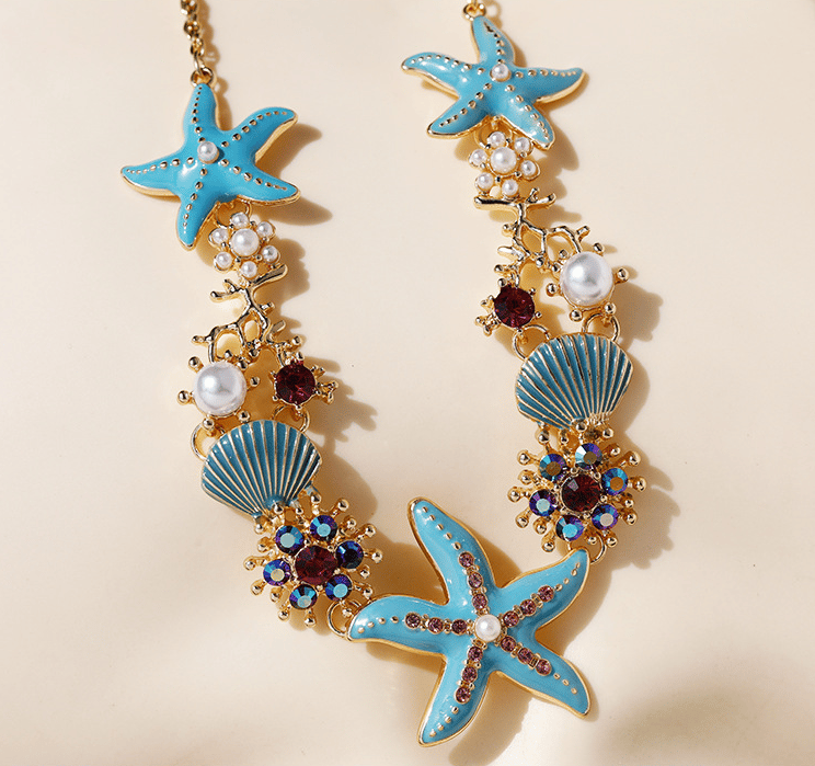 aakip™-Beach Shell Starfish Coral Necklace & Bracelet & Earrings