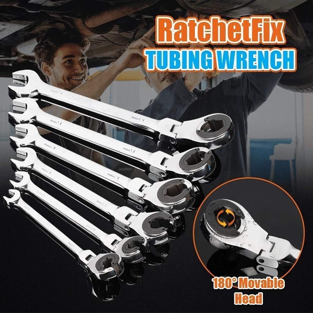 aakip™-🔥Limted-Time Offer🔥Open Tubing Ratchet Wrench (Fixed Head-Flexible Head 2 IN 1)