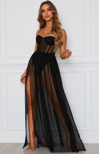 aakip™-Bohemian Vintage Sheer Long Dresses Summer Beach Party Party Long Dresses
