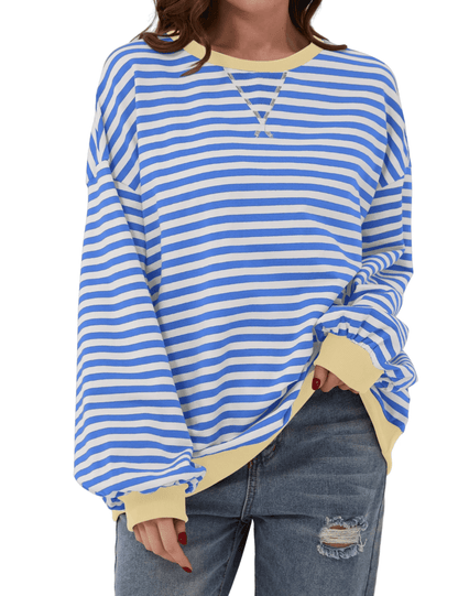 aakip™-WOMEN'S OVERSIZED STRIPED LONG SLEEVE PULLOVER (BUY 2 FREE SHIPPING)