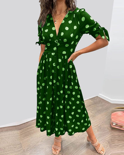 aakip™-🔥🌷 Promotion 48% OFF - 💃Deep V-neck polka-dot dress