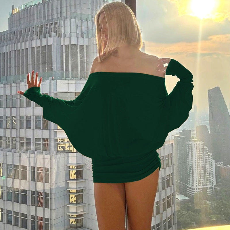 Women's Off The Shoulder Ruched Party Dress Sheer Long Sleeve Mini Dress Elegant Bodycon Dresses for Spring Fall Womenswear